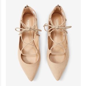 Express lace up flats in nude